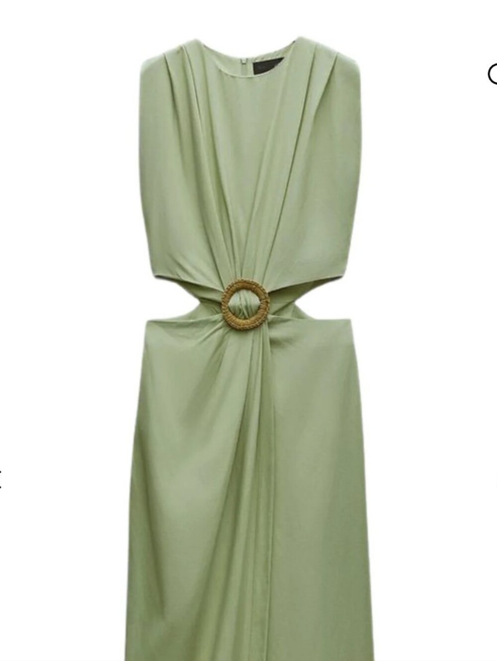 Zara Sage Green Sleeveless Maxi Dress with Ring Cutout SZ M